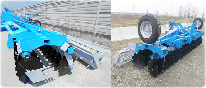 MOUNTED and COMPACTED DISK HARROW with RUBBER SHOCK ABSORBERS